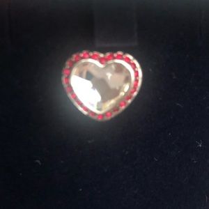 Swarovski Crystal heart w/rubies charm clip